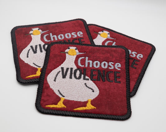 Choose violence, Goose with knife, Goose patch, Applique,  Embroidered iron-on patch - 95